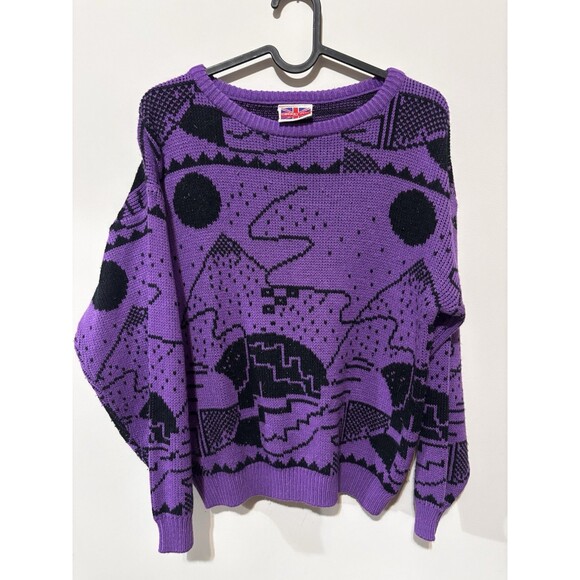 Cherry Stix Vintage Retro 80s 90s Abstract Retro Acrylic Sweater Women Small - Picture 1 of 3